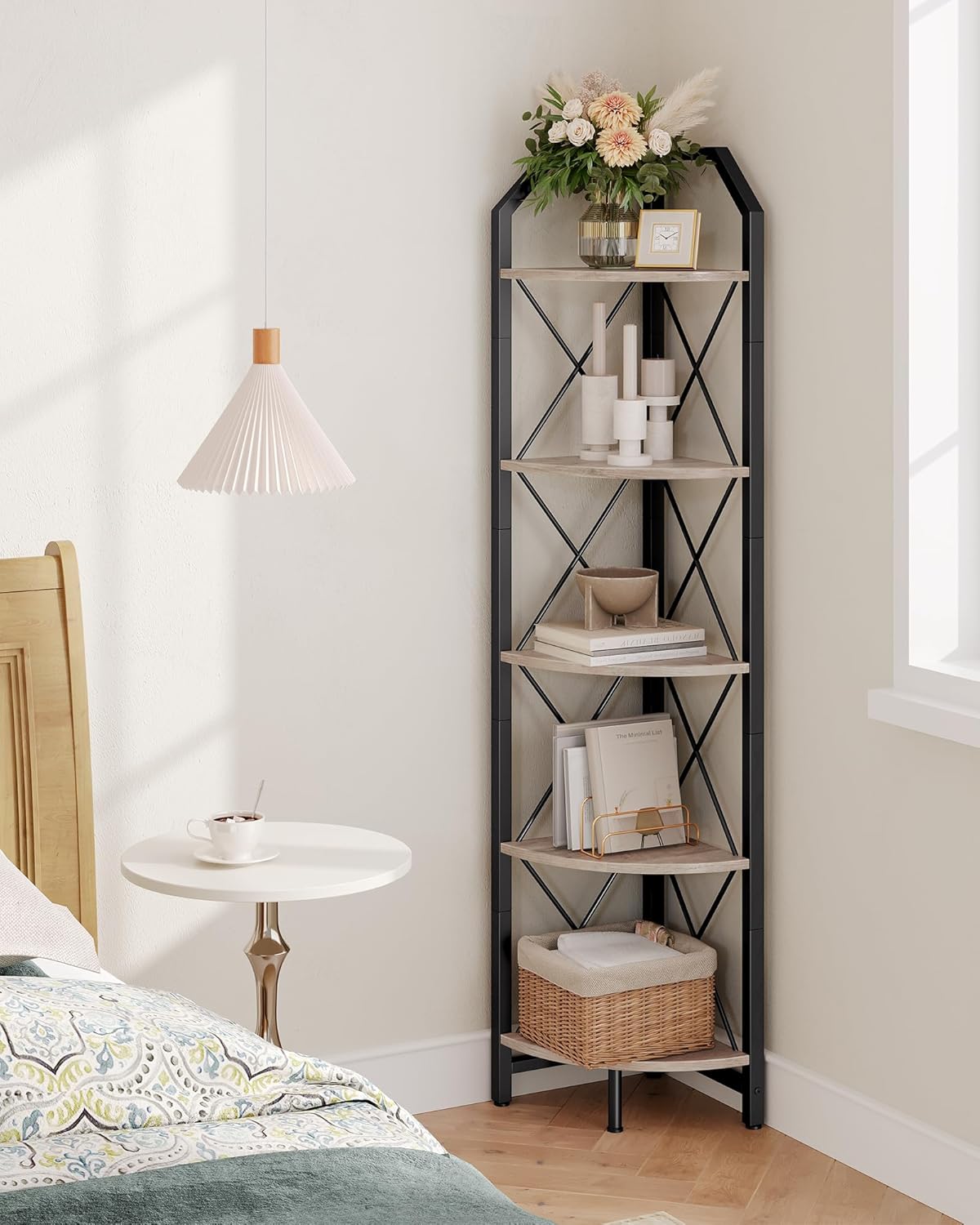 5-Tier Corner Shelf for Stylish Storage in Any Room