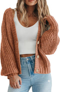 Women's Chunky Knit Open Front Cardigan - Short Oversized V Neck