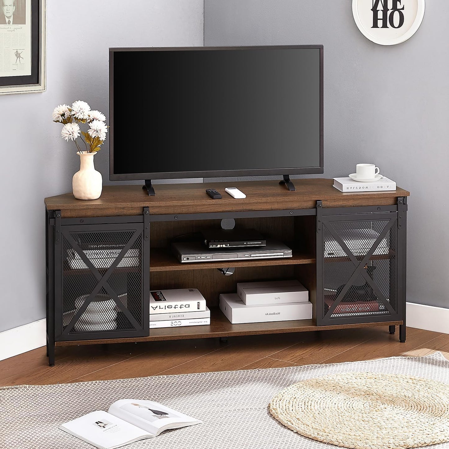 HOMISSUE Rustic Corner TV Stand 55 ~ Industrial Style