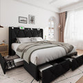 iPormis Queen Bed Frame with 4 Storage Drawers - Space Saving Platform