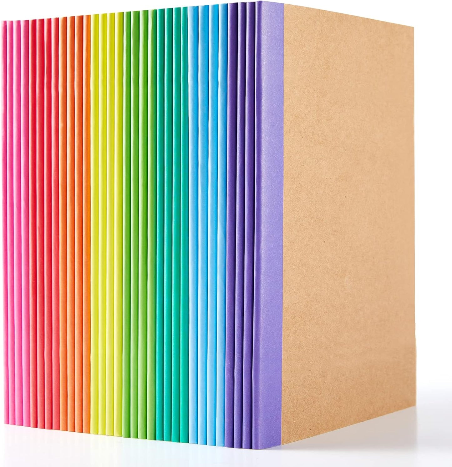 Feela 32 Pack Kraft Composition Journals, Rainbow Spines, 60 Pages, A5, 8 Colors