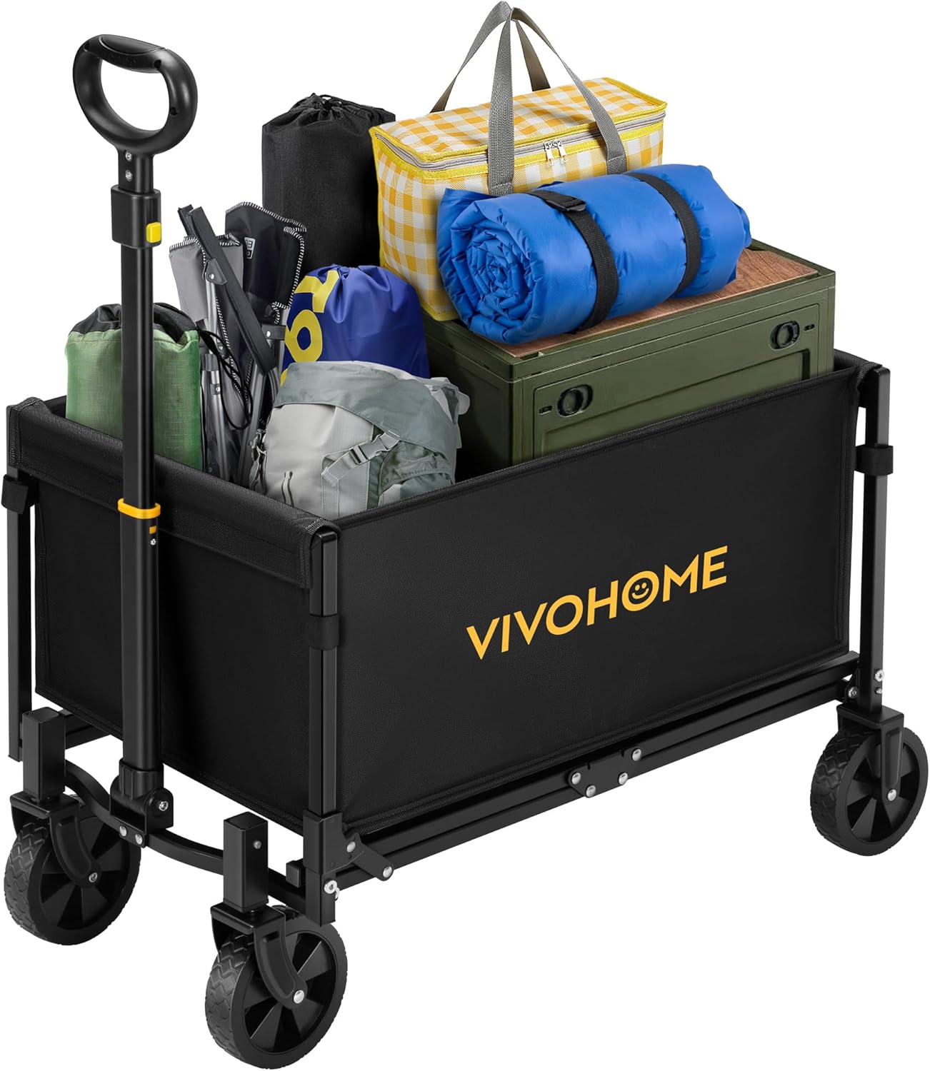 VIVOHOME Collapsible Wagon Cart for Grocery and Garden Use