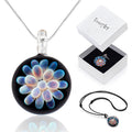 Handmade Glass Flower Pendant Necklace - Light Blue Art Jewelry