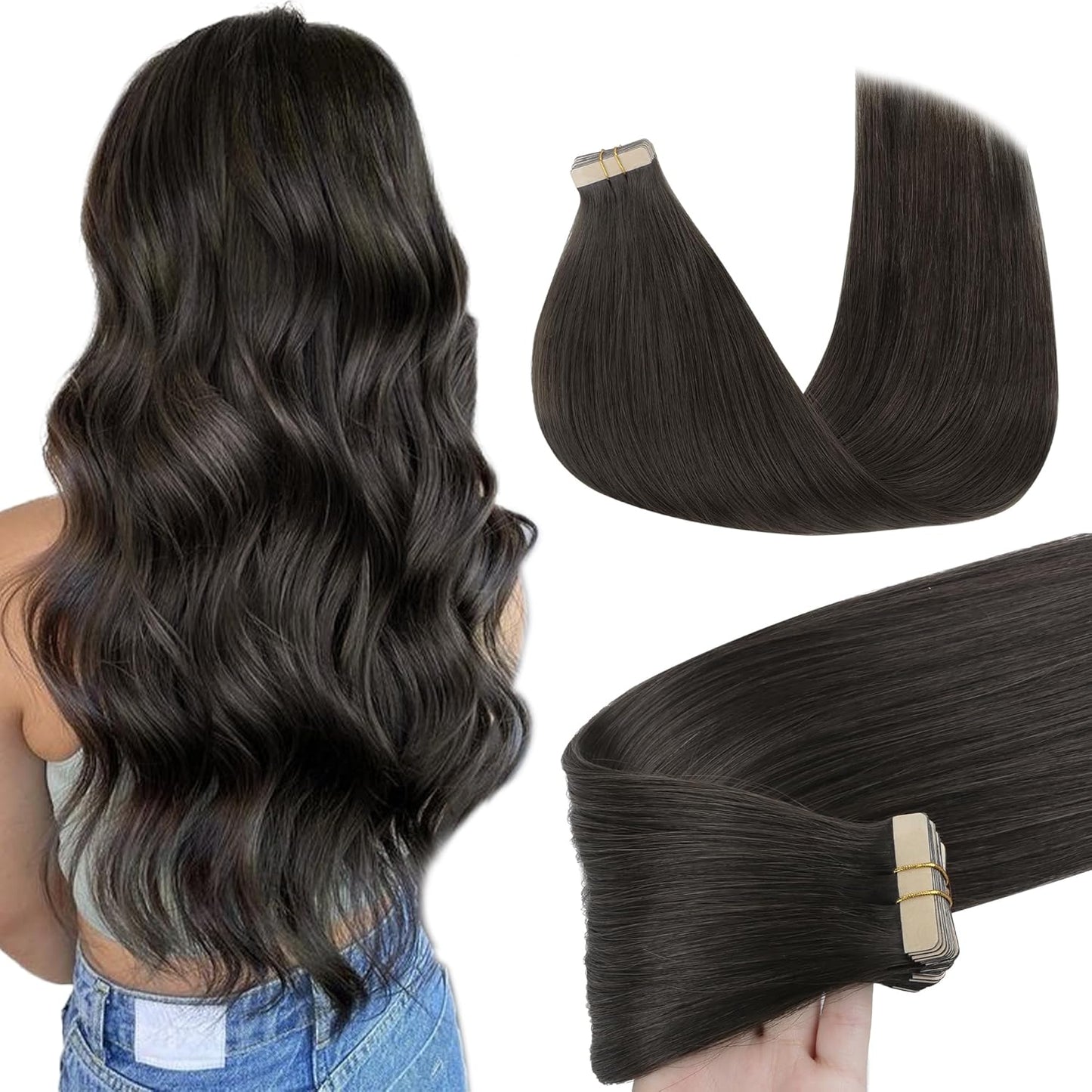 GOO GOO Tape in Hair Extensions 1C Mocha Brown 16in Silky