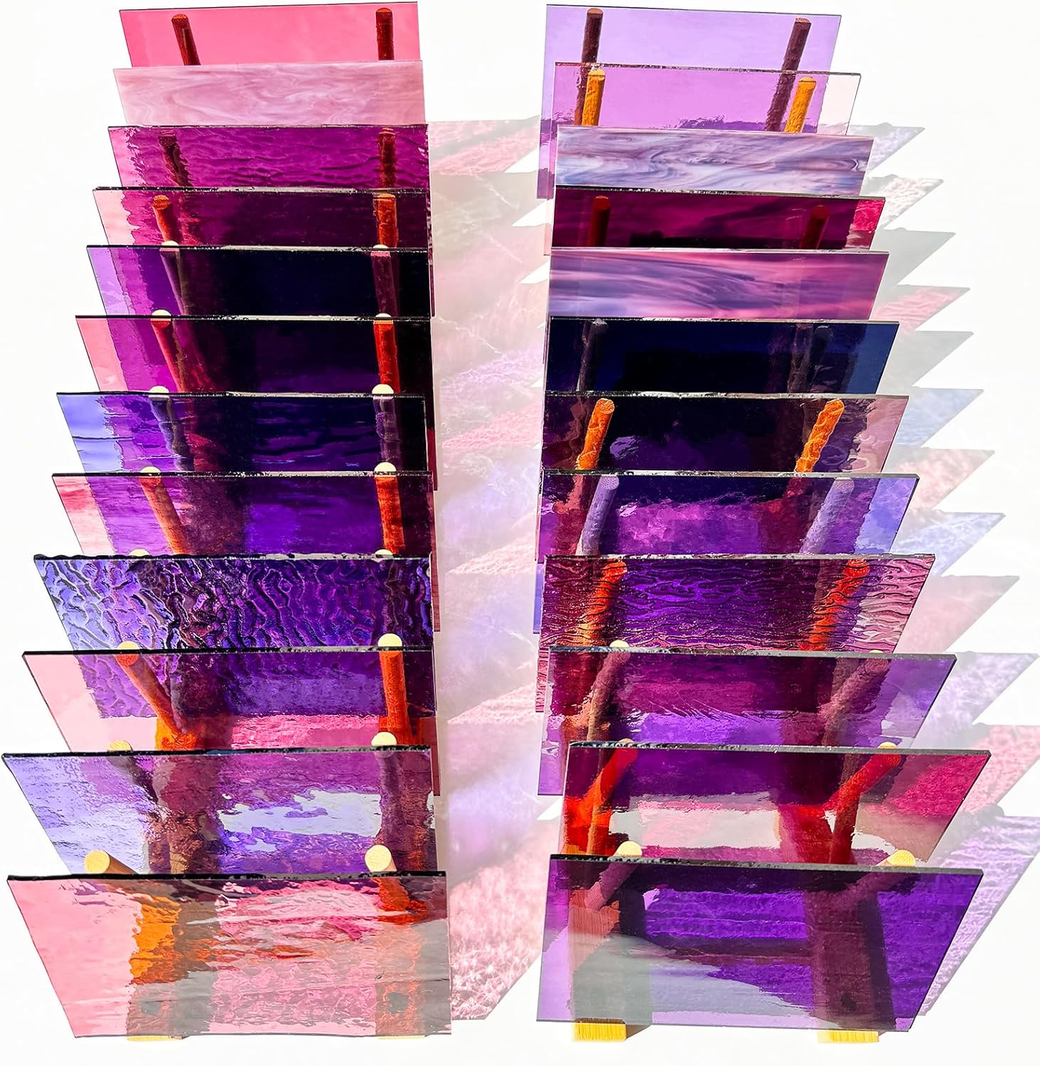24 Sheets Shades of Purple Stained Glass for Craft Projects
