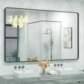60x40 Inch Black Metal Framed Bathroom Mirror for Elegant Spaces