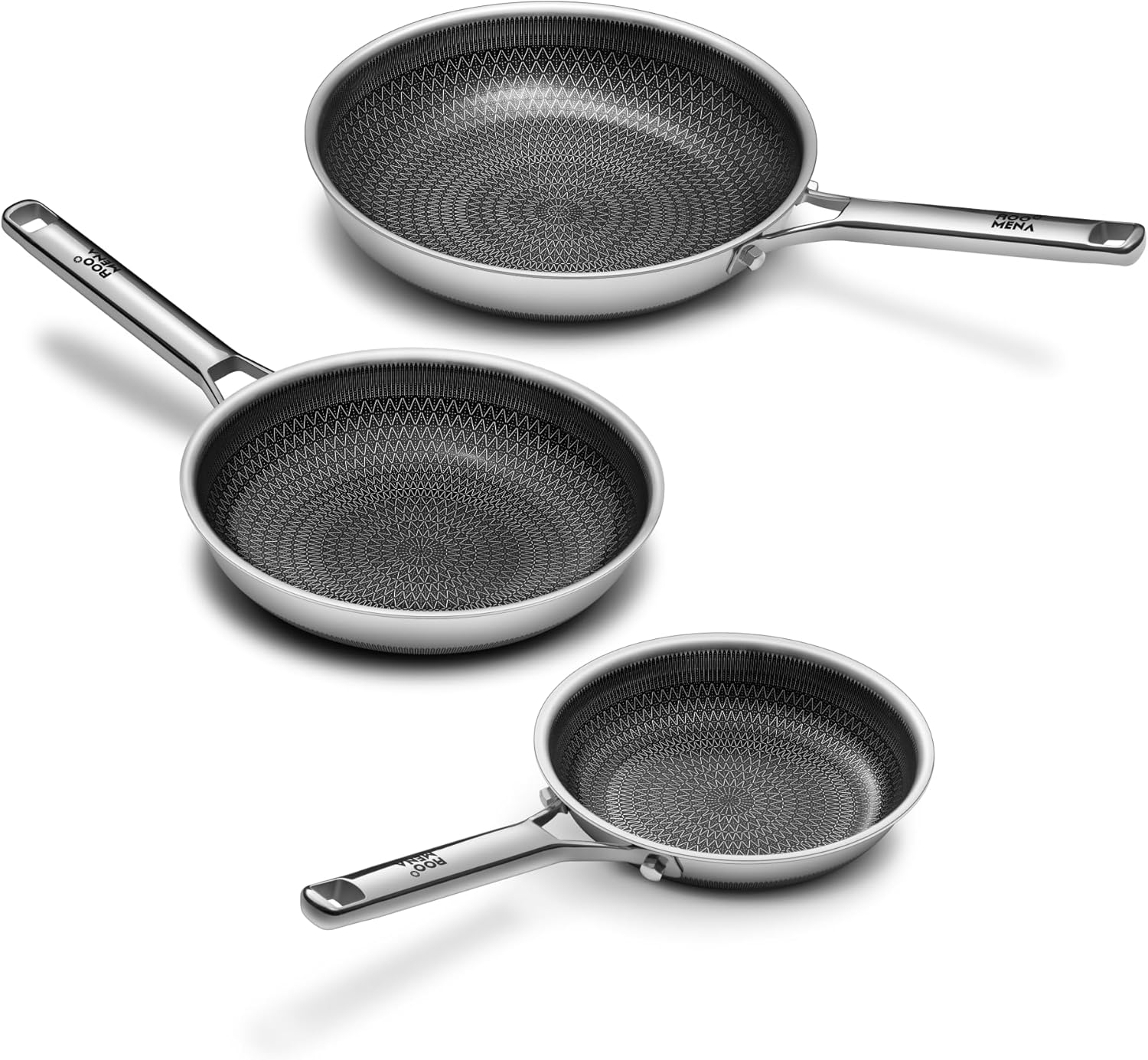 Nonstick Frying Pan Set - Tri-Ply Ceramic Skillet 3 Piece
