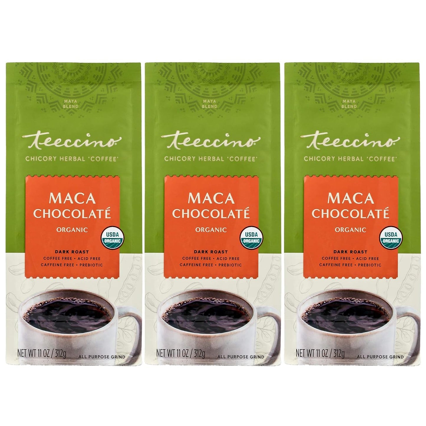 Teeccino Maca Chocolate Chicory Coffee Alternative - Ground Herbal