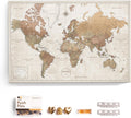 Canvas World Map with Cork Pin Board 70x50 cm - English Lettering