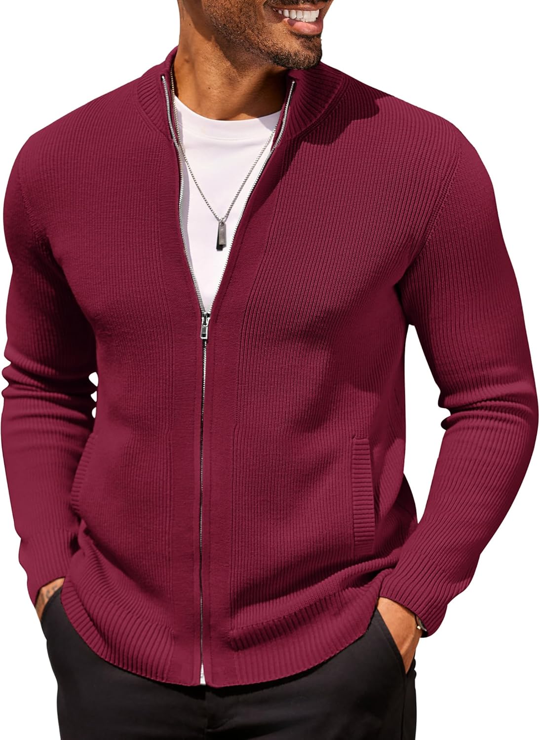 Stylish COOFANDY Mens Zip Up Cardigan Sweater for All Occasions
