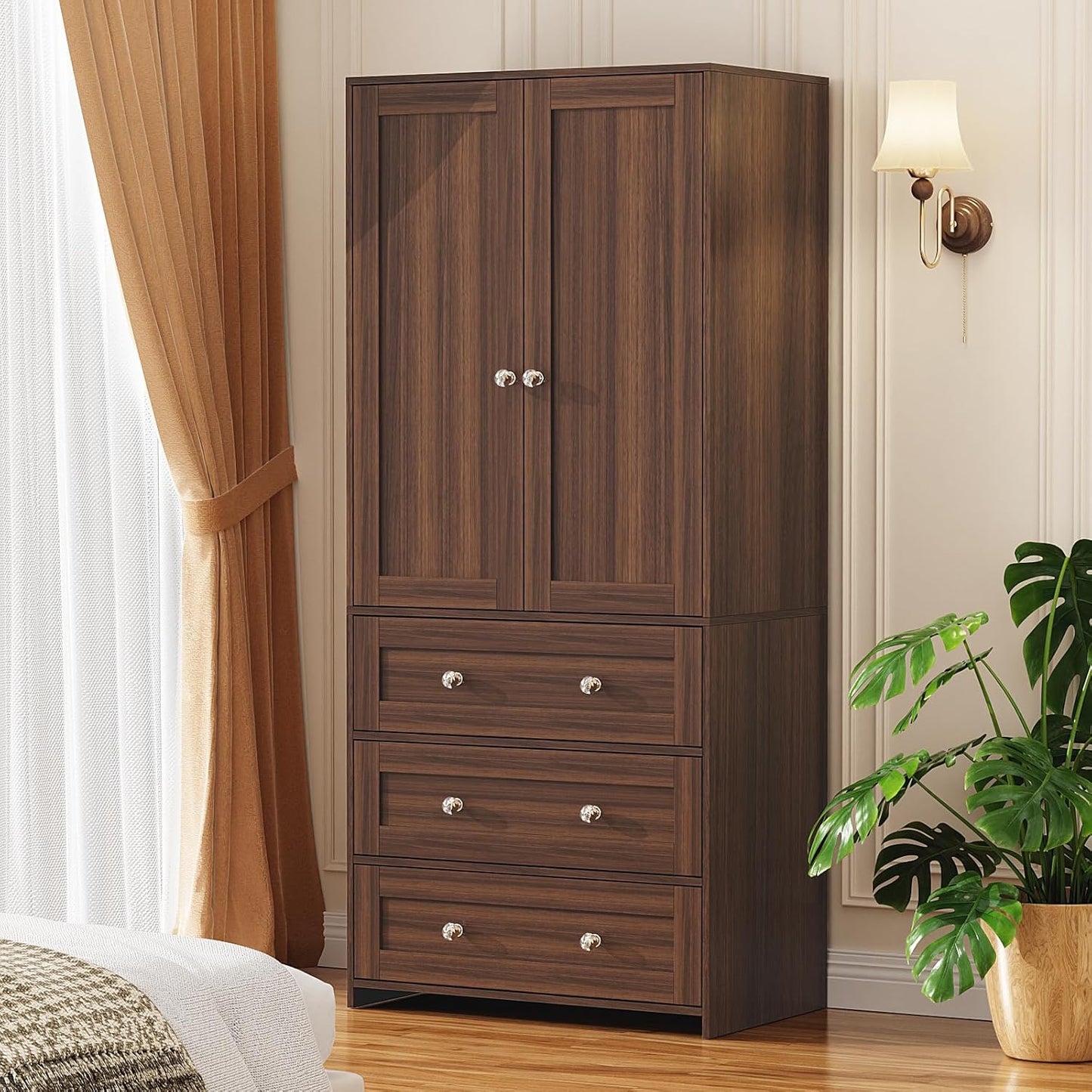 VOWNER Armoire Wardrobe Closet with Mirror for Stylish Storage