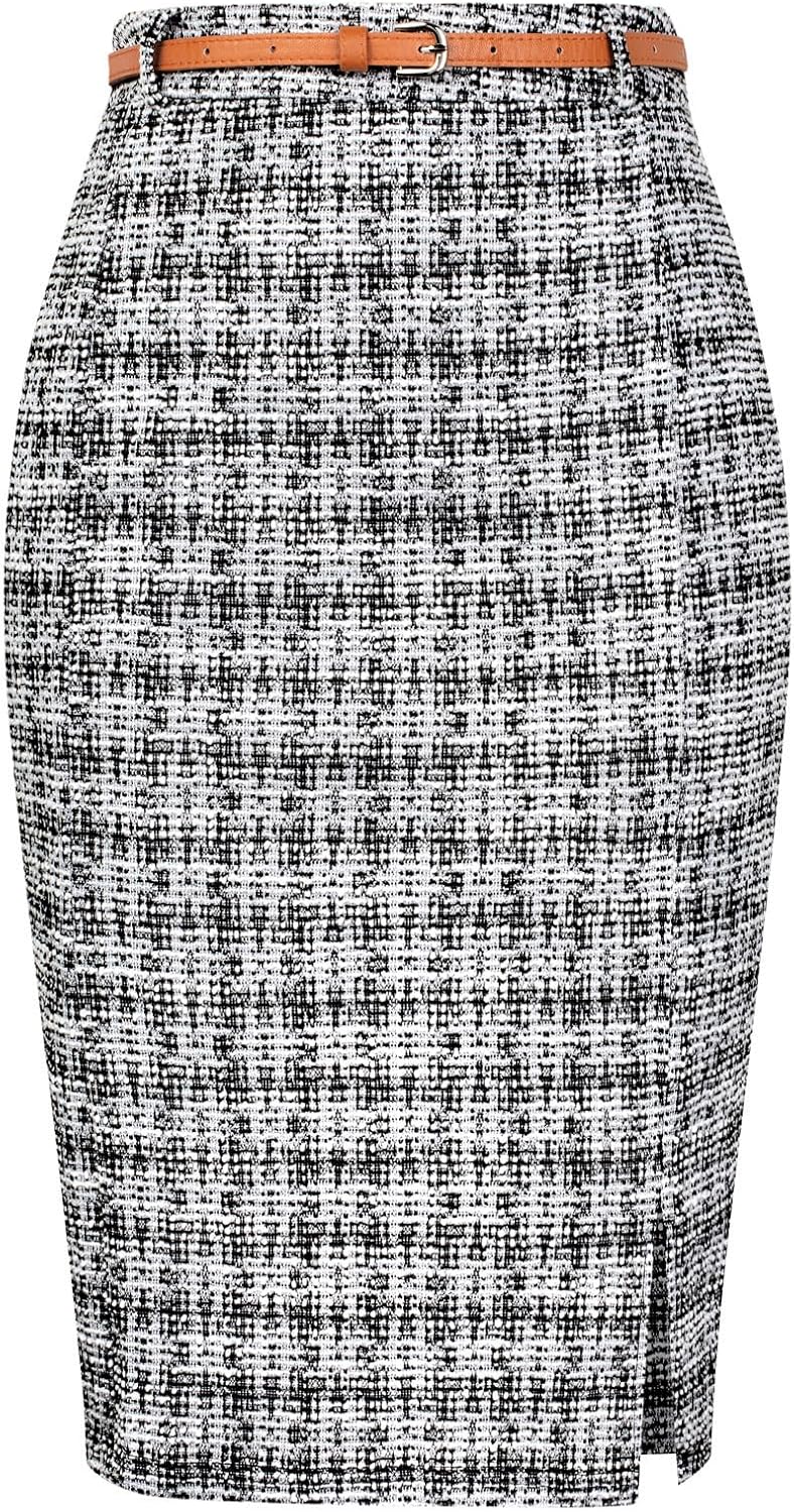 Tweed Pencil Skirt for Women - Elegant High Waisted Design