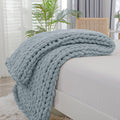 Bigacogo Chunky Knit Throw Blanket 40x40 in - Cozy Hand-Knit Throw