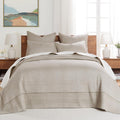 Queen Cotton Bedspread Set Taupe - Reversible Cross Stitch (104x106in)