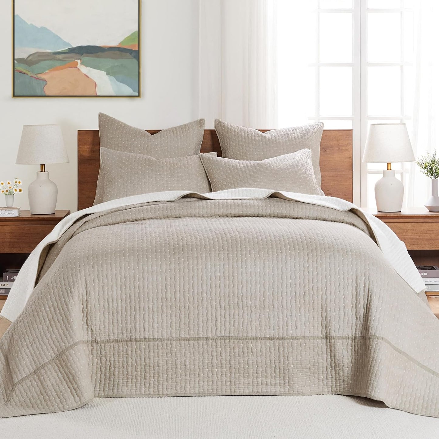 Levtex Home Cross Stitch Queen Bedspread Set for Elegant Bedrooms