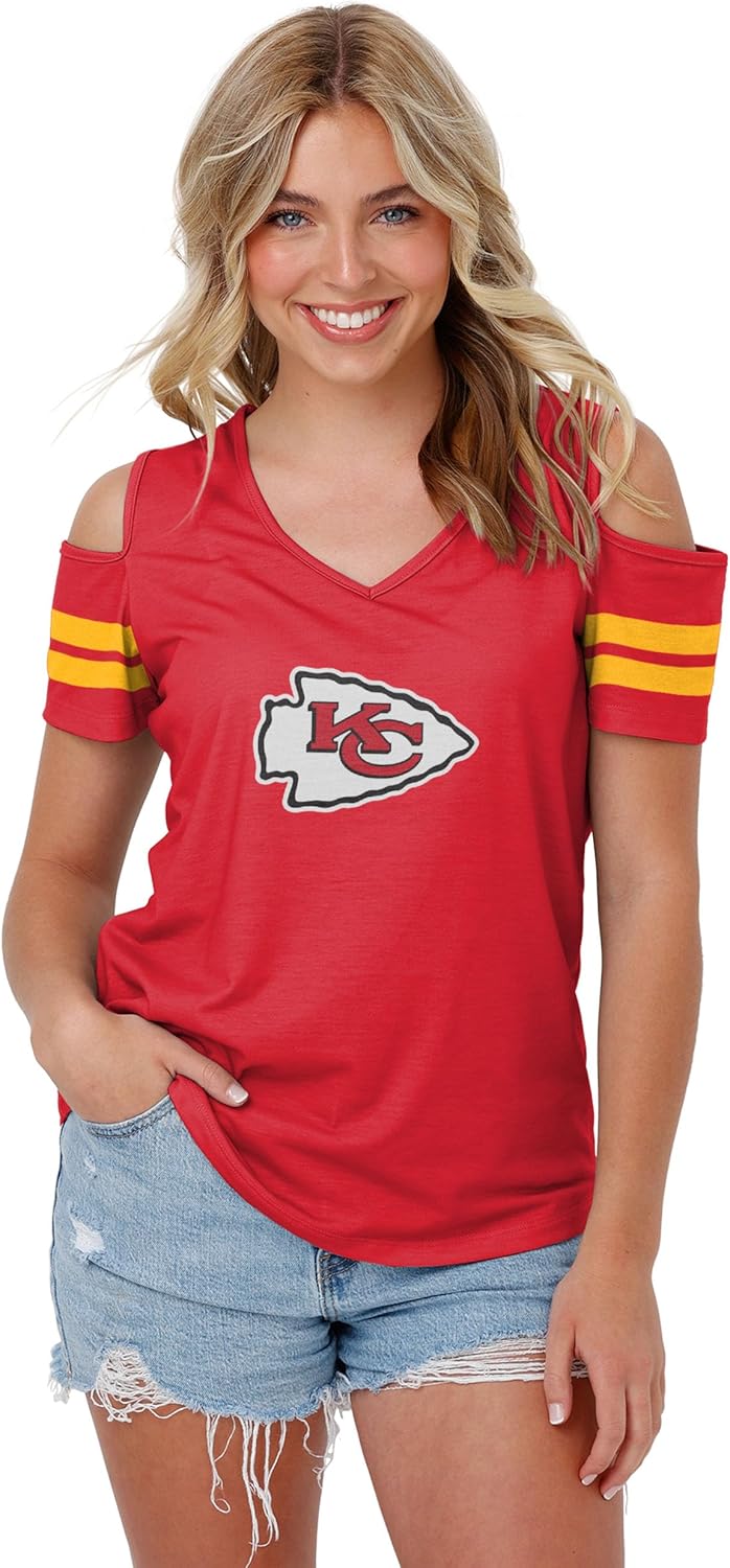 FOCO Women's NFL Ladies Fashion Cold Shoulder Top Shirt Review