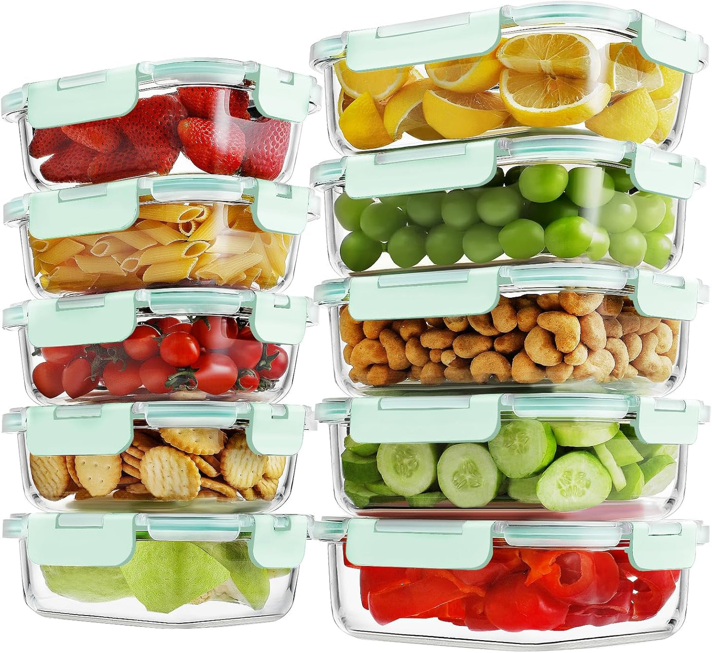 HOMBERKING 10 Pack 22oz Glass Meal Prep Containers for Storage