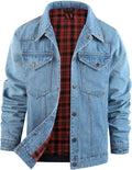 Flygo Mens Flannel Lined Denim Jacket - Western Slim Fit Classic