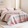 Litanika Quilt Queen Size Pink Stripe Patchwork - Lightweight Comfort