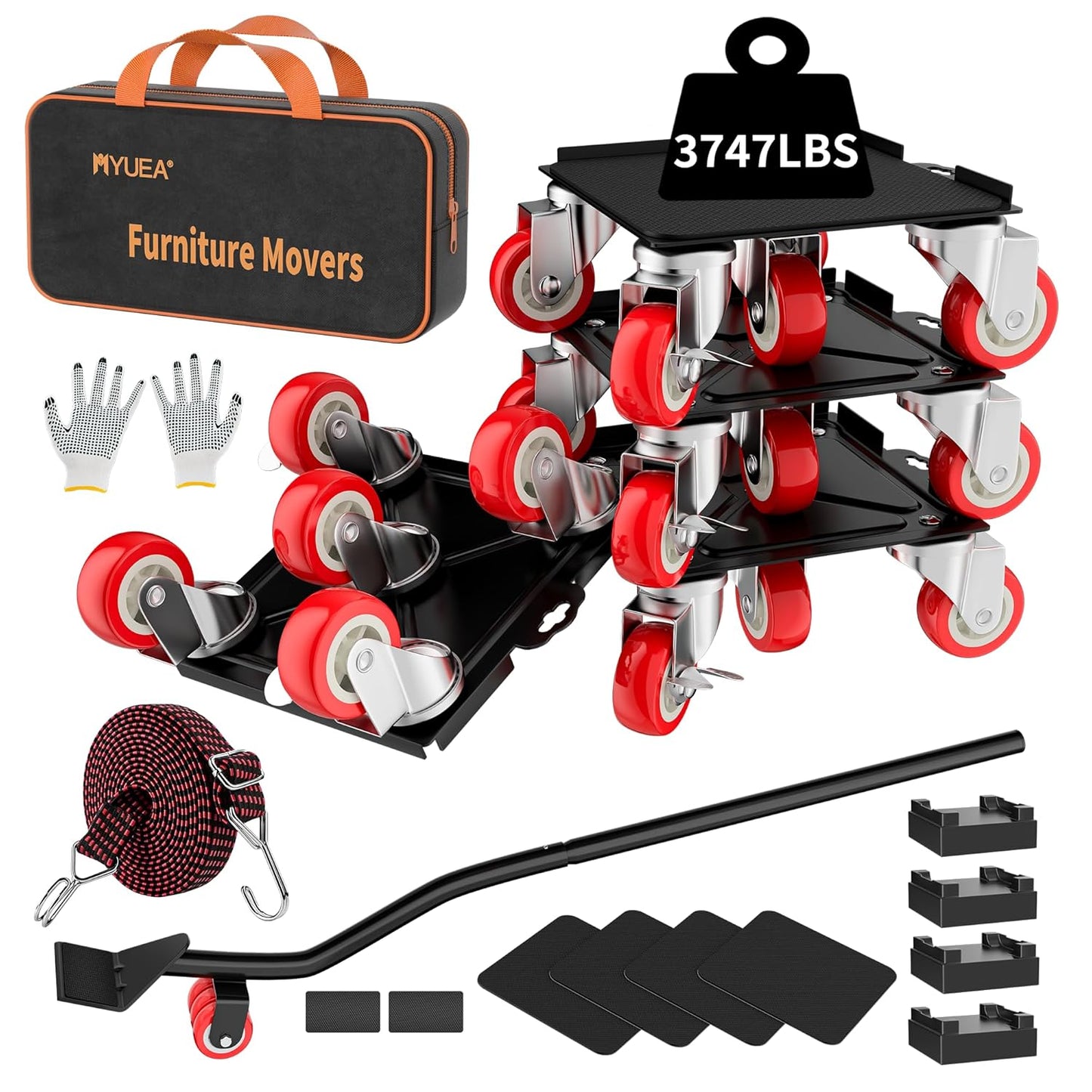 MYUEA Upgrade Large Furniture Dolly for Heavy Duty Moving Tasks