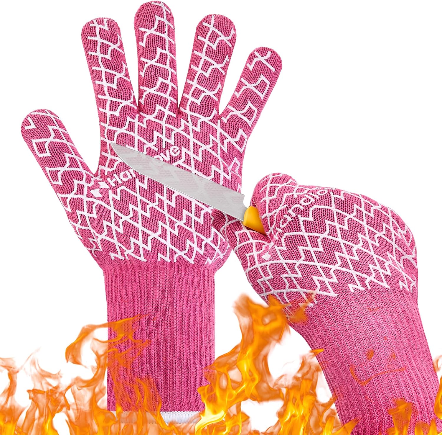 Extreme Heat Protection BBQ Gloves - Pink