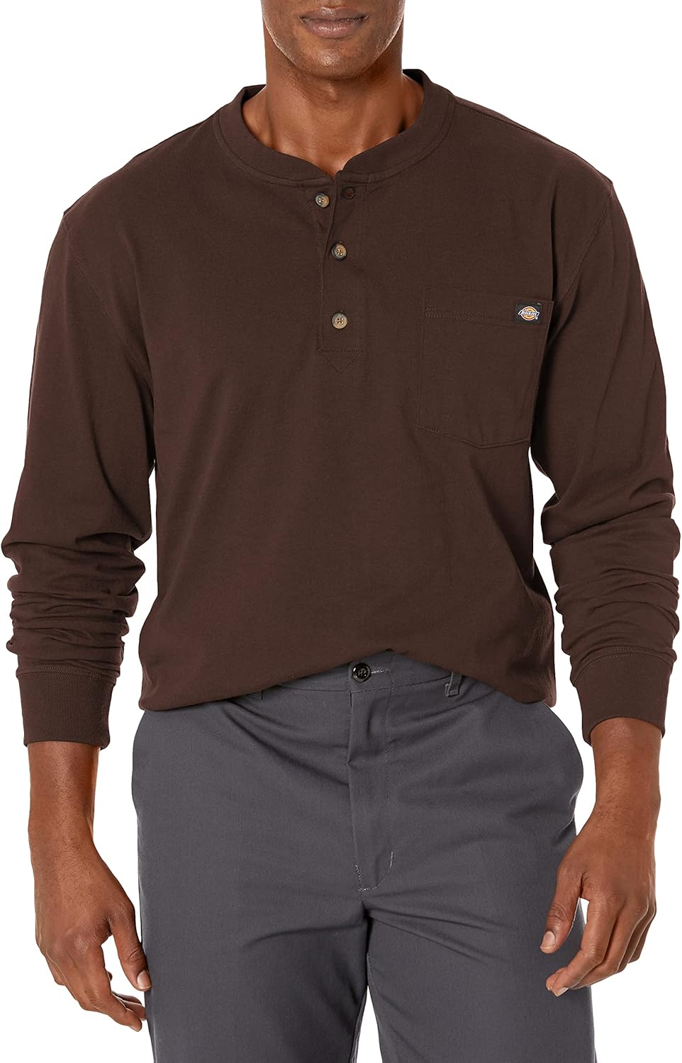 Dickies Men's Long Sleeve Heavyweight Henley for Comfort and Style