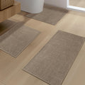 Brown Bathroom Rug Sets 3 Piece - Quick Dry Thin Non Slip Bath Mats