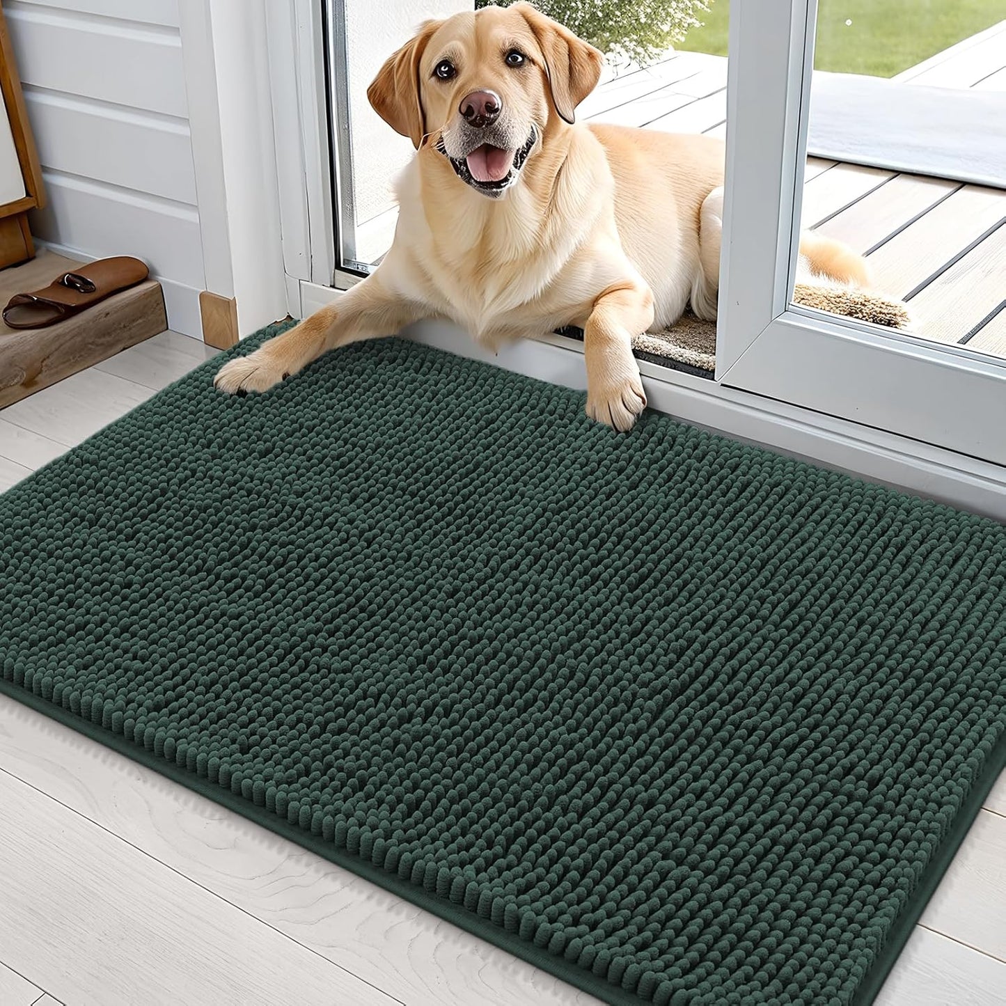 OLANLY Dog Door Mat for Muddy Paws - Absorbent Chenille Mat