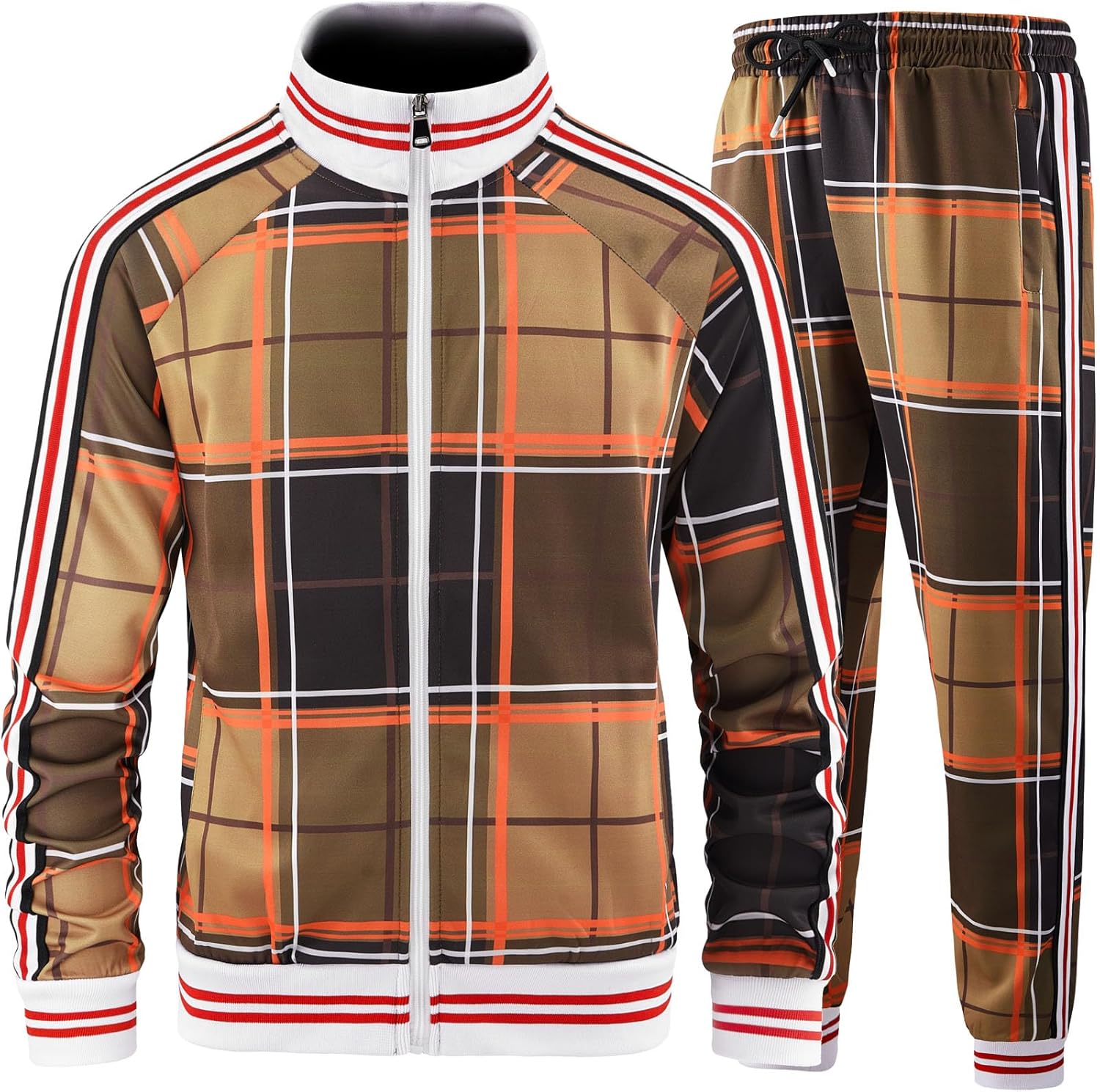 Stylish Plaid Tracksuit for Men - Comfortable Jogging Outfit