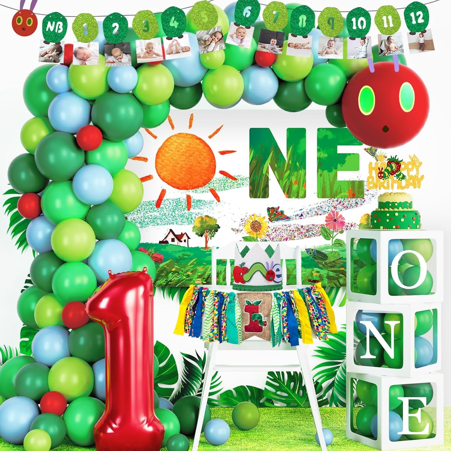 Green Caterpillar 1st Birthday Decorations for Fun Parties