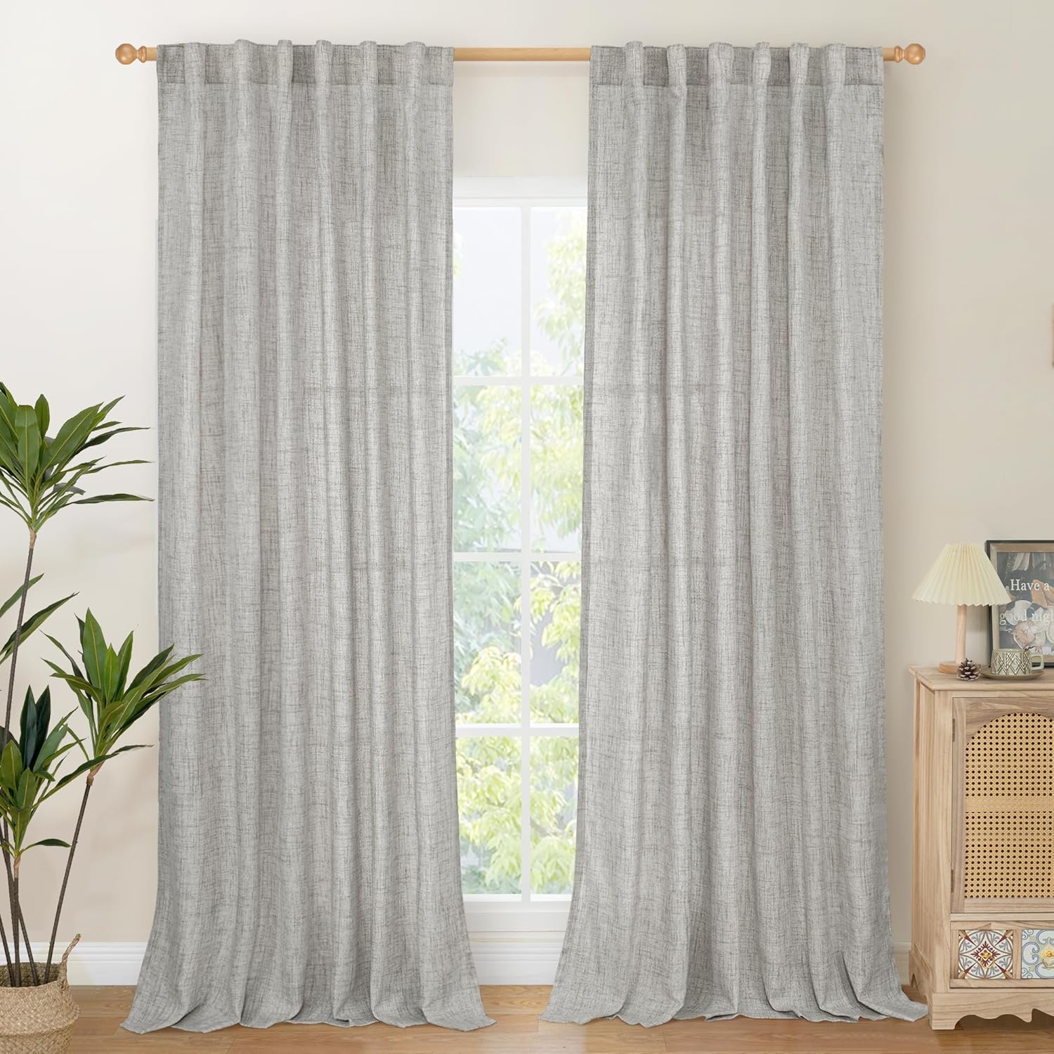 Dark Grey Linen Curtains 95 Inch Length for Cozy Living Spaces