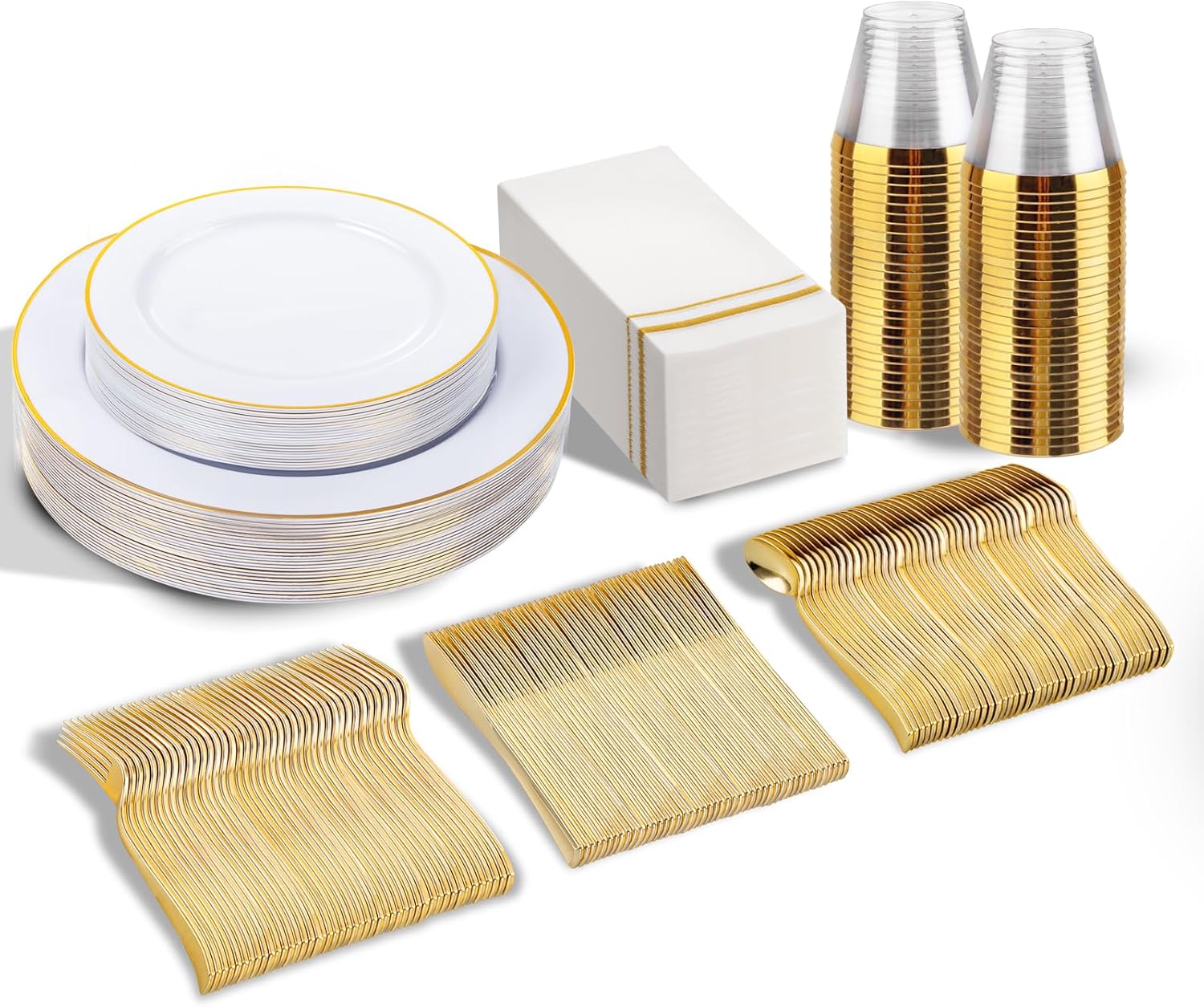 175 PCS Disposable Plates Set for Elegant Party Dining