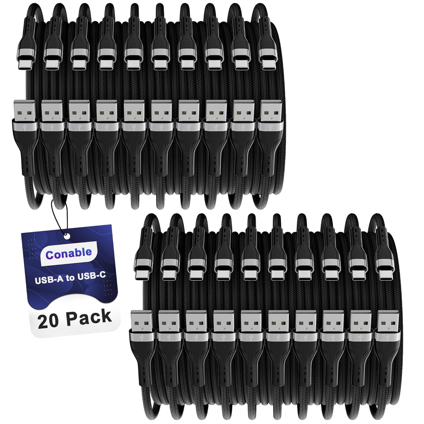 USB C Cable 8FT 20-Pack for Fast Charging and Data Sync