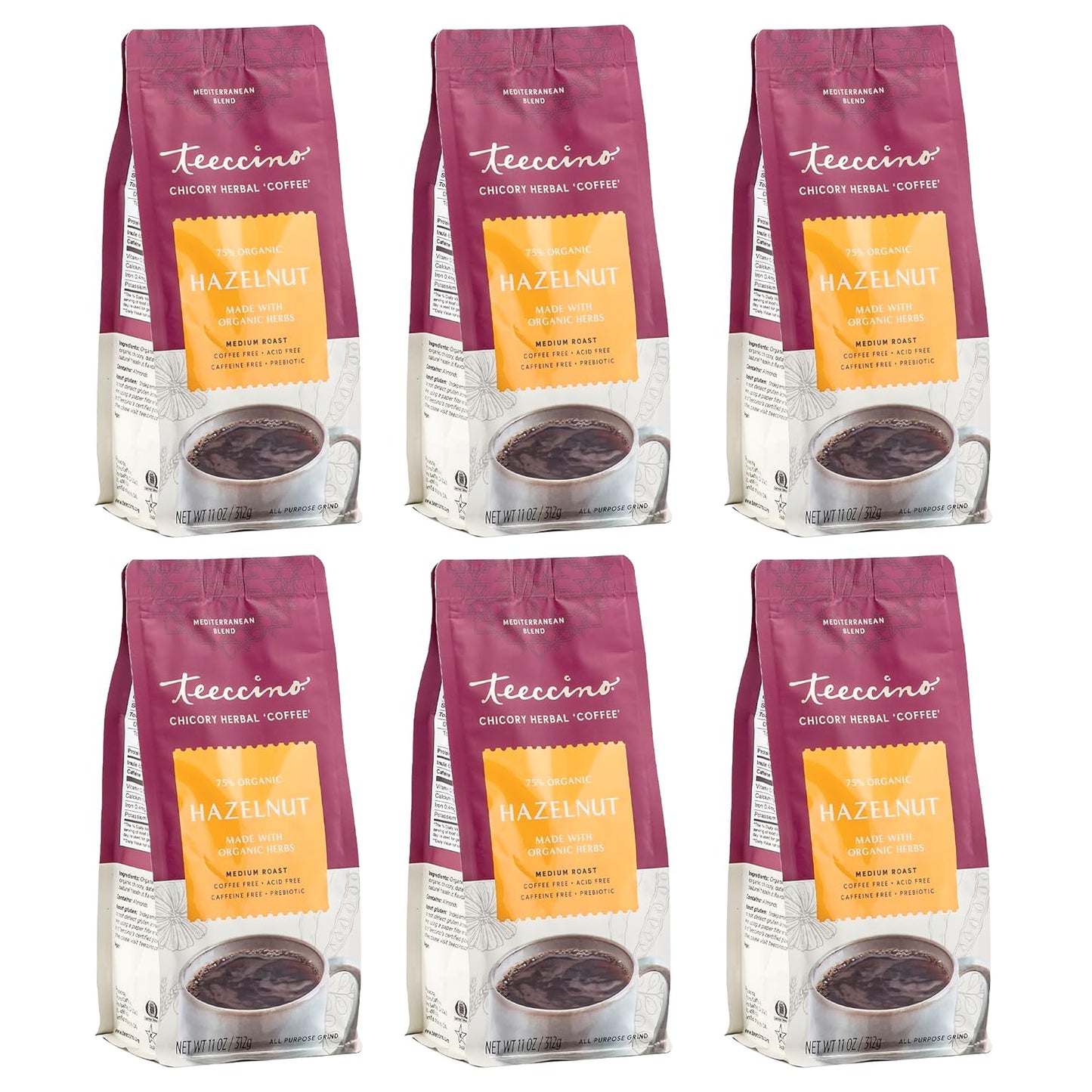 Teeccino Hazelnut Chicory Coffee Alternative - Caffeine Free Brew