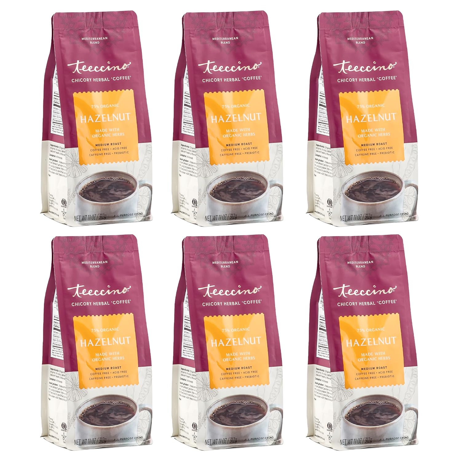 Teeccino Hazelnut Chicory Coffee Alternative - Caffeine Free Brew