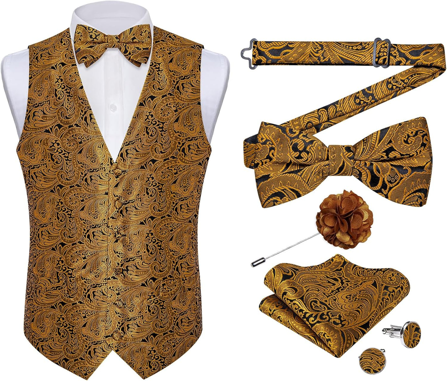 DiBanGu Mens Christmas Suit Vest and Bowtie Set for Holidays