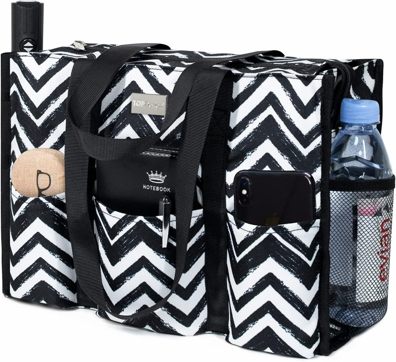 Utility Water Resistant Tote Bag with 13 Pockets for Women