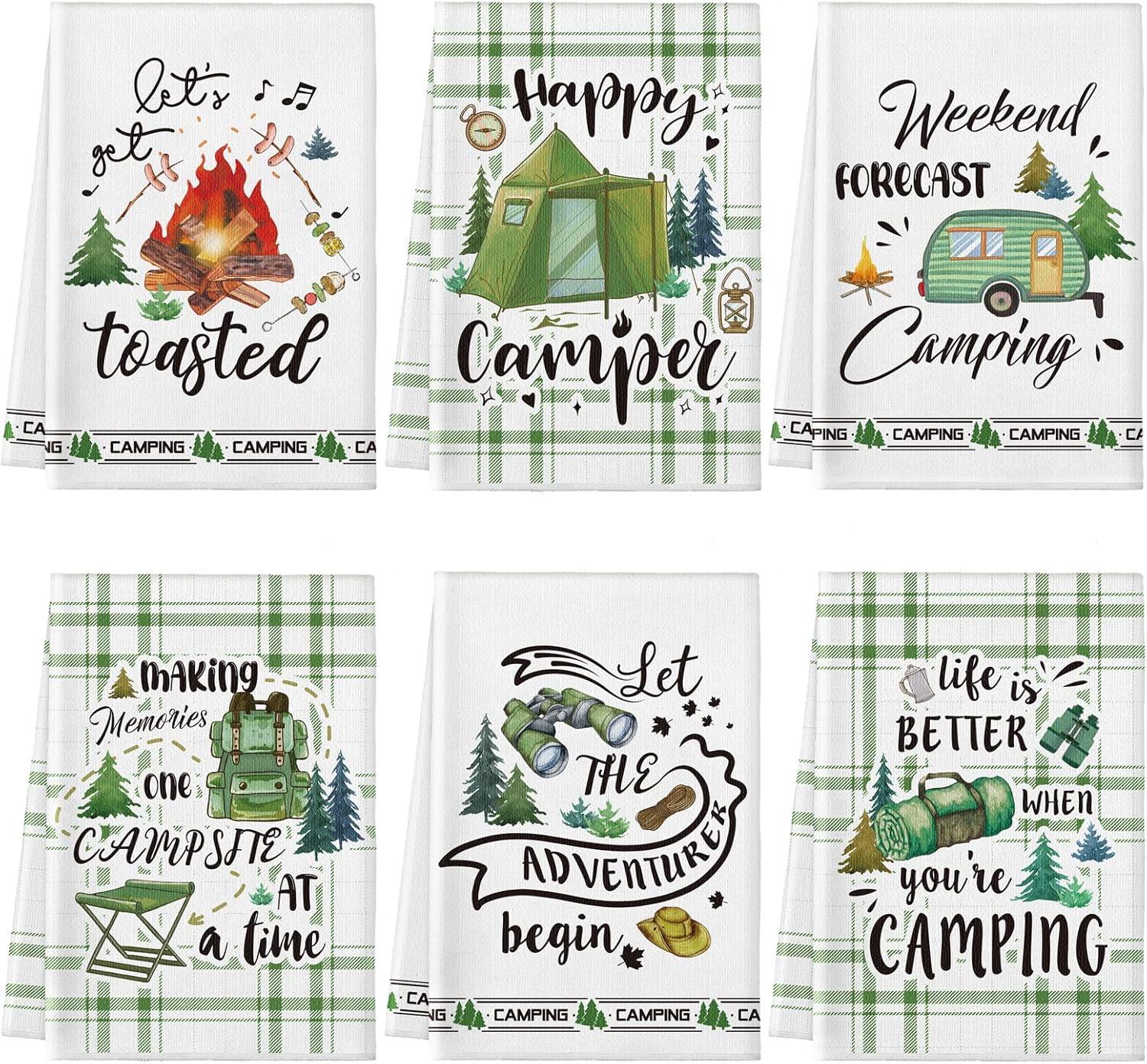 Happy Camper Kitchen Towels Set by Redbaker