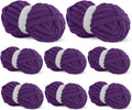 Chunky Chenille Yarn 8 Pack Deep Purple - 27yds Thick Velvet