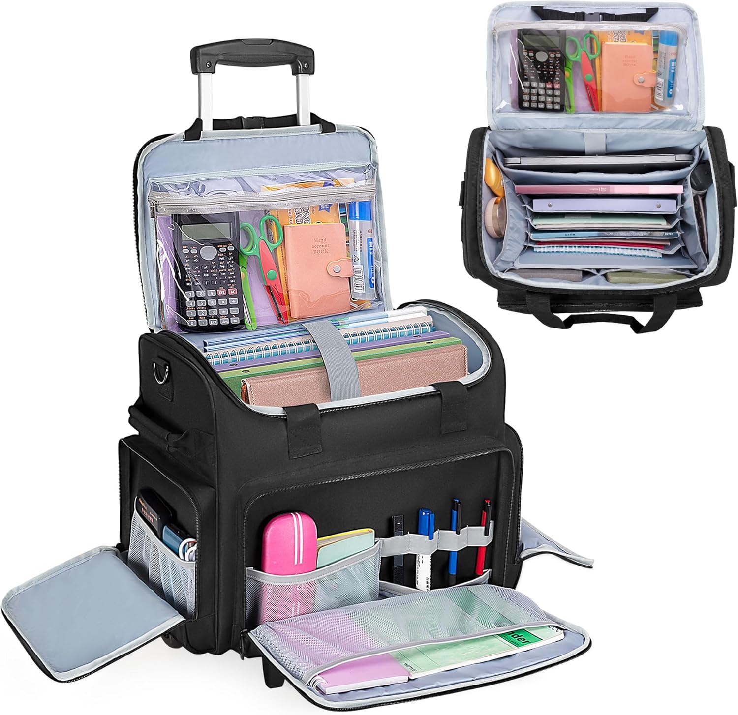 CURMIO Rolling Teacher Bag with Wheels for School or Work