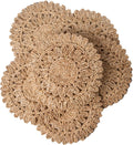 13.8ft Round Corn Husk Placemats Set of 6 - Boho Wicker Table Mats