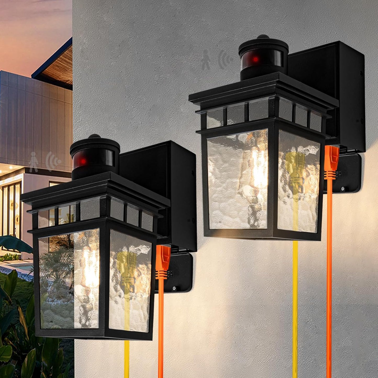 2 Pack Porch Light Outdoor with GFCI Outlet for Safety and Style