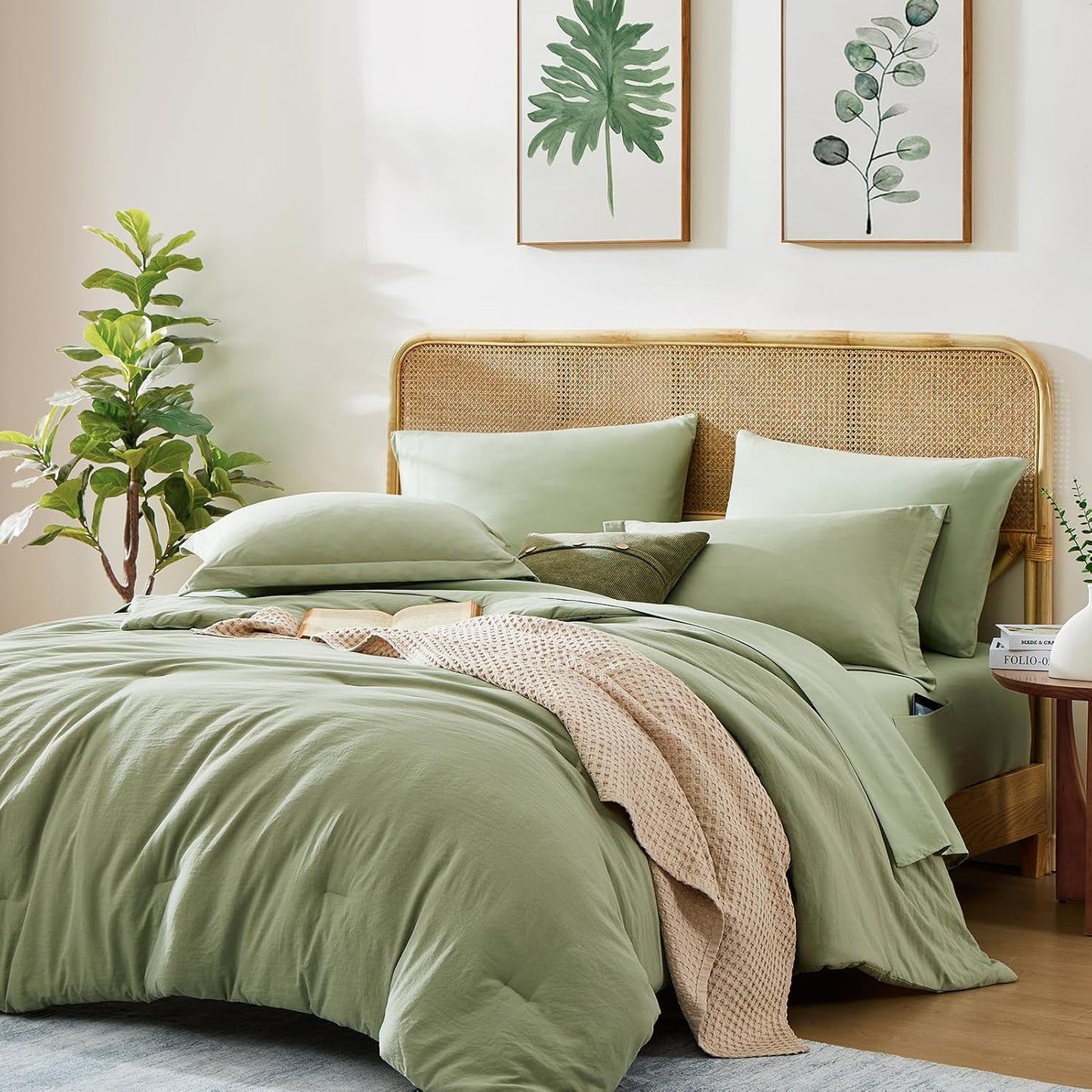 WRENSONGE Full Size Comforter Set - 7 Pieces Sage Green Bedding
