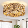 Rattan Ceiling Fans with Light and Remote - Boho Fandelier