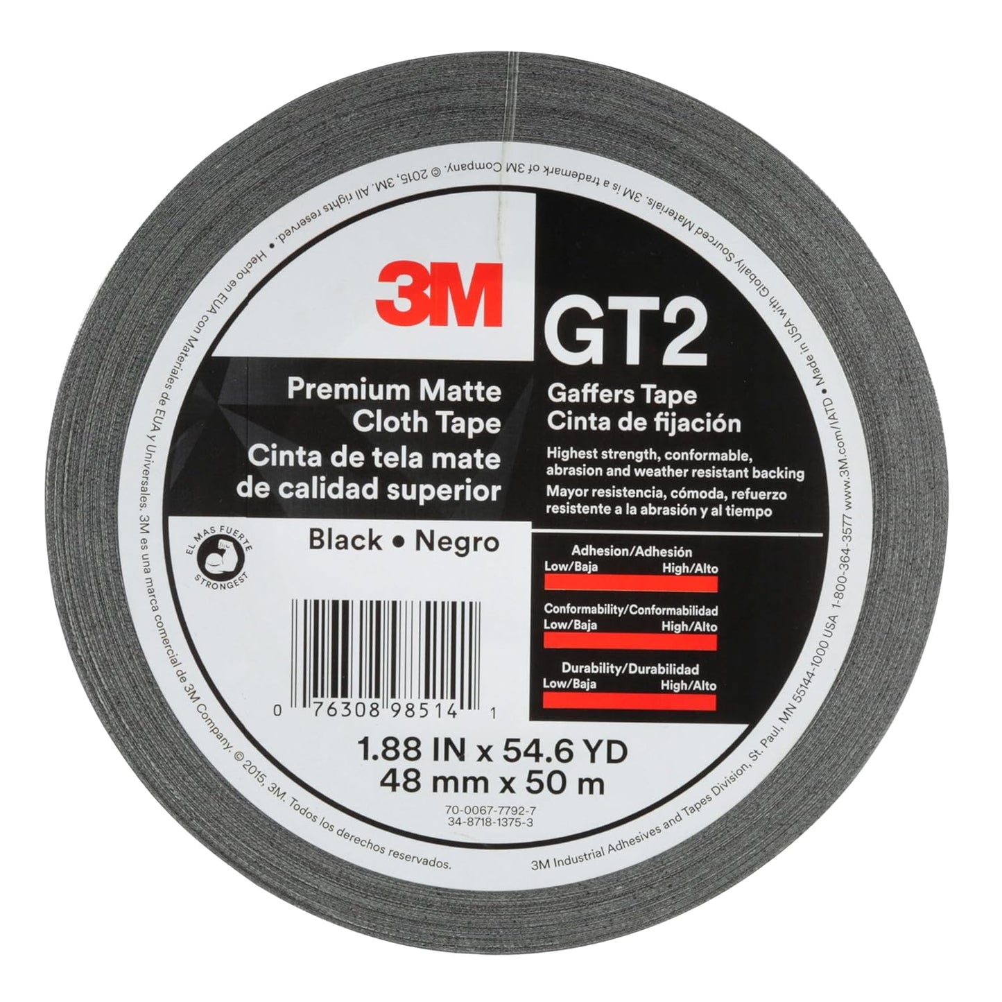 3M Premium Matte Cloth Gaffers Tape GT2 for Professionals