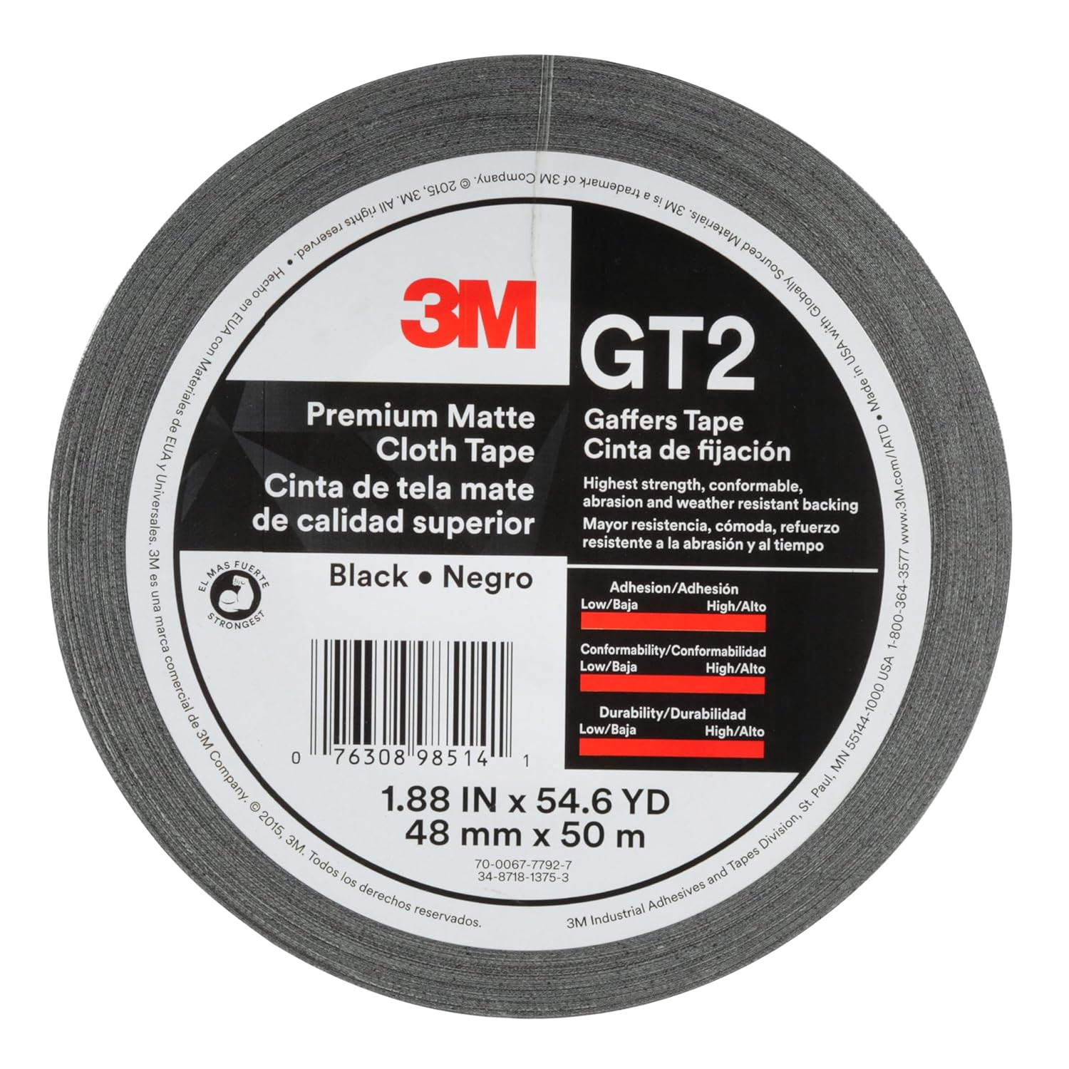 3M Premium Matte Cloth Gaffers Tape GT2 for Professionals