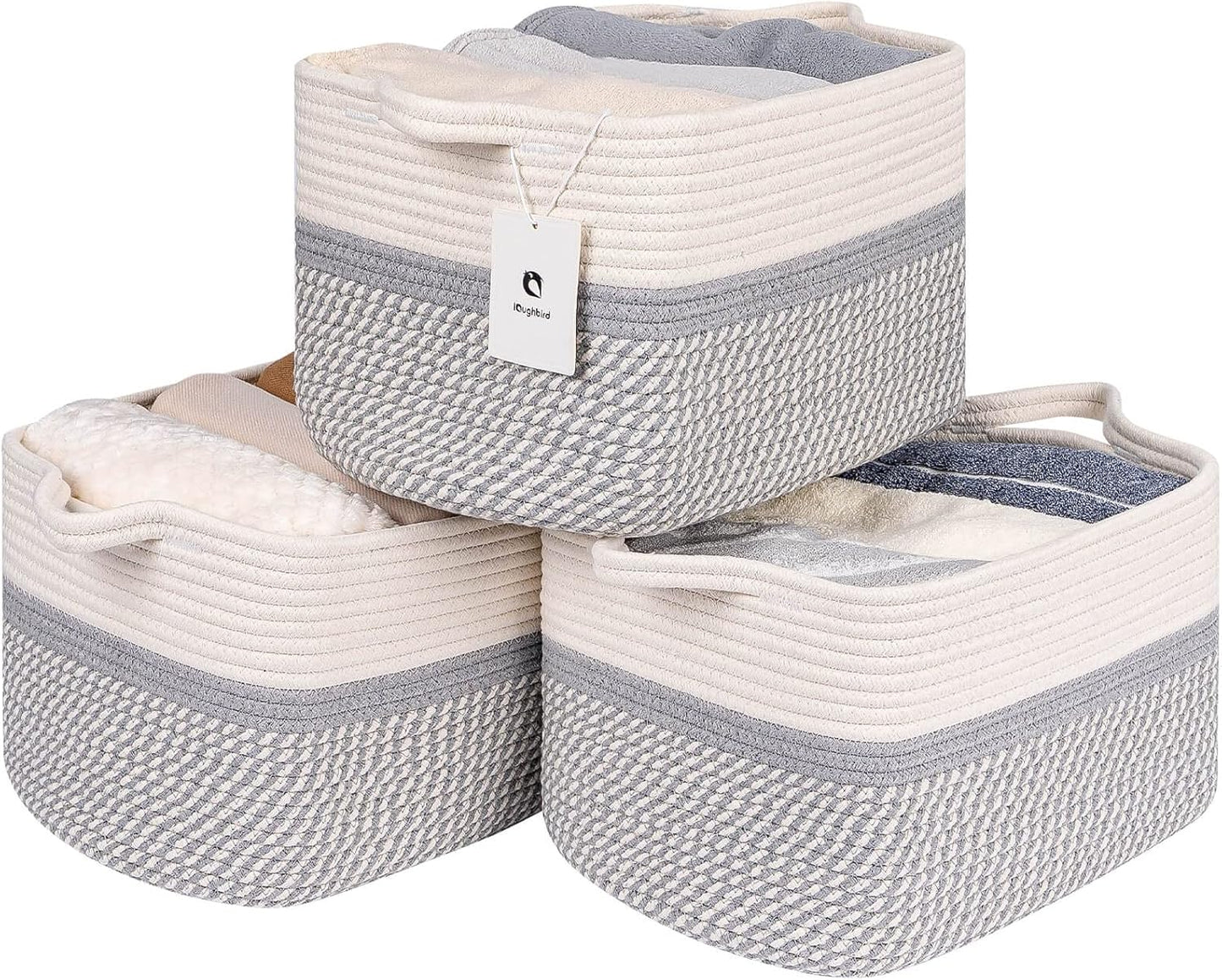 Medium and Large Woven Basket with Handle for Storage Needs
