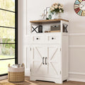 Farmhouse White Storage Cabinet with Doors and Drawers for Home