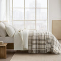 Plaid Chenille Bed Blanket Queen Size - Cozy Lightweight Throw