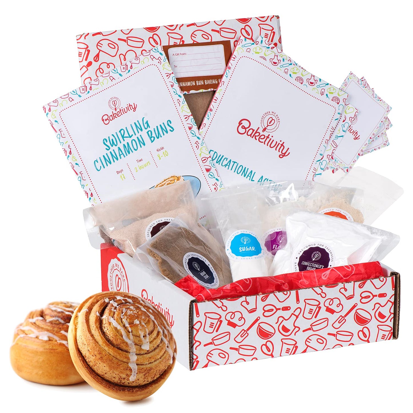 BAKETIVITY Kids Baking DIY Activity Kit for Delicious Cinnamon Buns